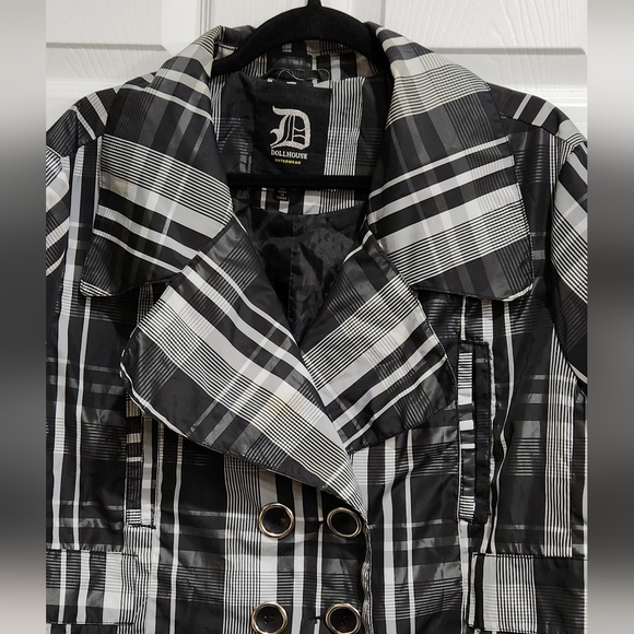 Vintage Dollhouse Outerwear black white large plaid jacket coat women's … - Picture 2 of 10